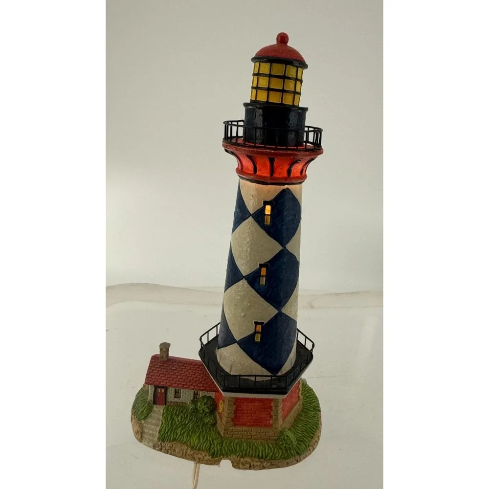 Vintage Nautical Lighthouse Table Lamp Coastal Beacon Harbor Light Decor Resin